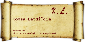 Komsa Letícia névjegykártya